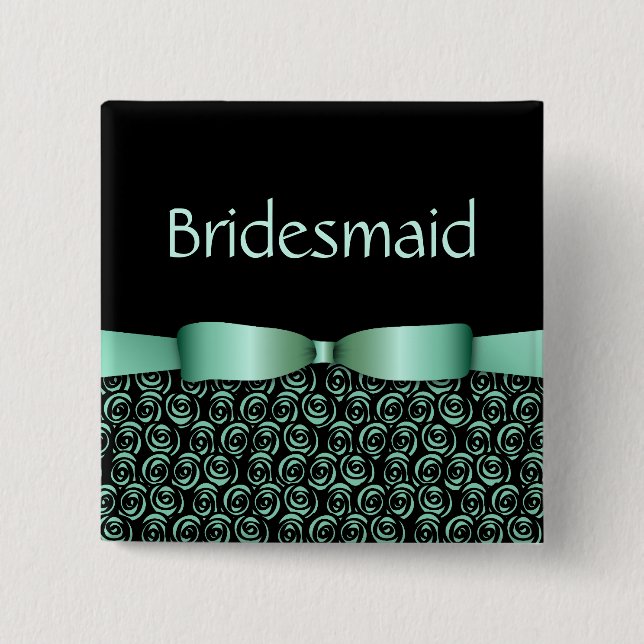 100 Rosettes Hochzeit Bridesmaid Tasten - Aquamari Button (Vorderseite)