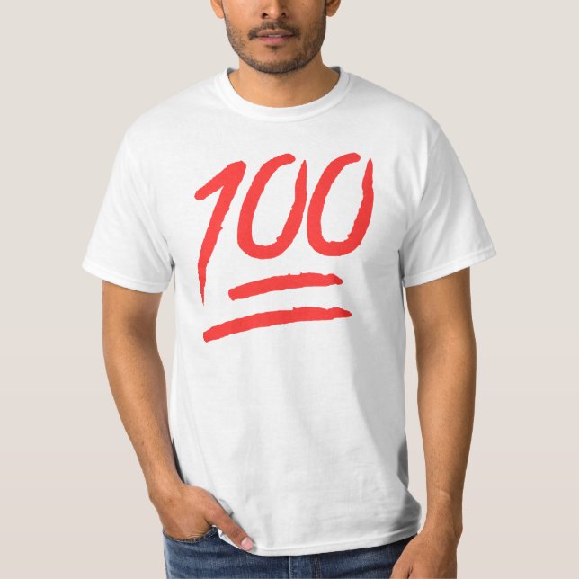 "100" rotes Emoji WeltT-Shirt T-Shirt (Vorderseite)