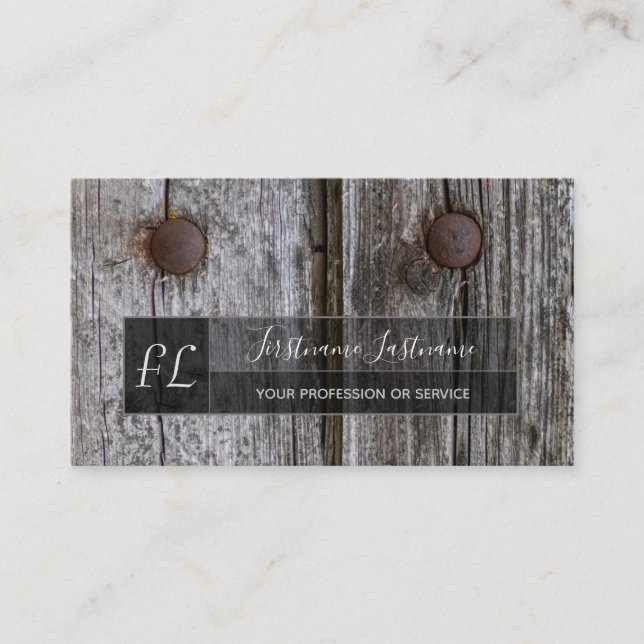 100% rustikales natürliches, Bio Holz Monogramm Bu Visitenkarte (Vorderseite)