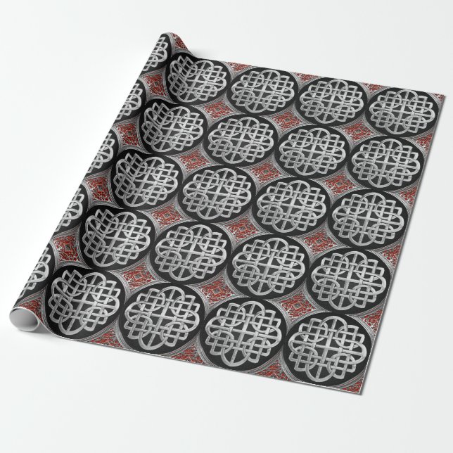 [100] Sacred Celtic Silver Knot Cross Geschenkpapier (Ungerollt)