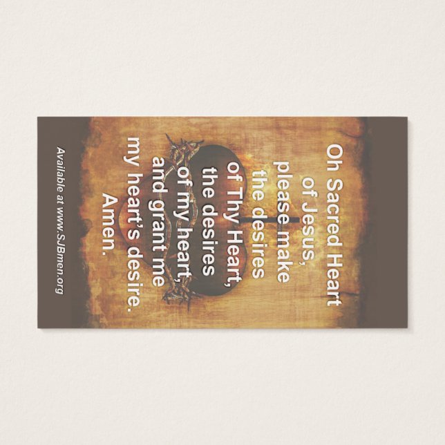 100 Sacred Heart Prayer Cards (Rückseite)