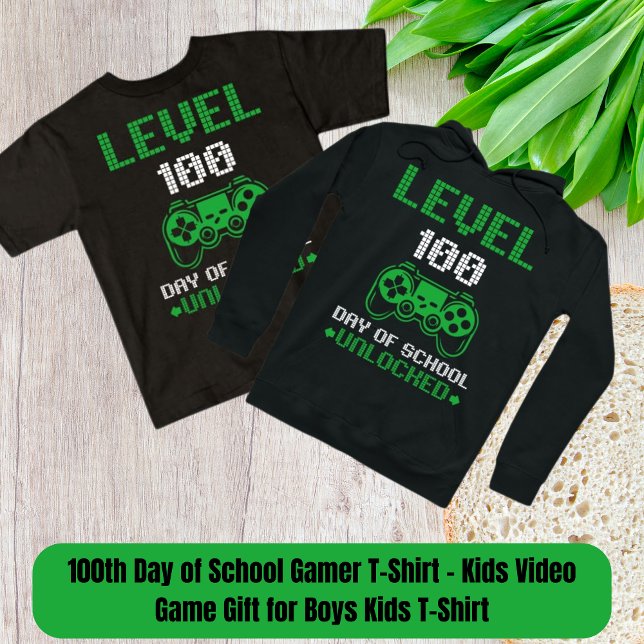 100. SchulGamer-T - Shirt - Kindervideospiel (100th Day of School Gamer T-Shirt - Kids Video Game Gift for Boys Kids T-Shirt)