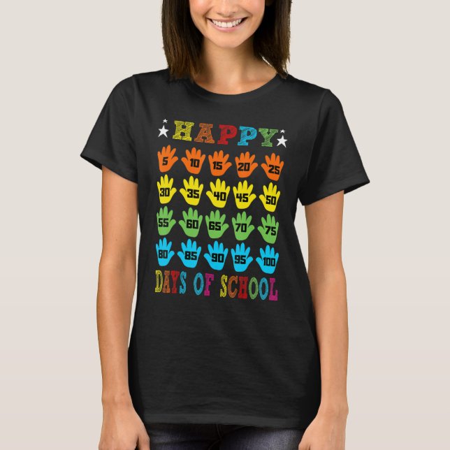 100. Schulkostüm für Girls Boys Happy 1 T-Shirt (Vorderseite)