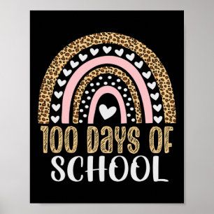 100. Schullehrer 100 Tage Regenbogen Leopa Poster