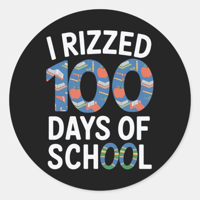 100. Schullehrer I Rizated 100 Days Runder Aufkleber (Vorderseite)