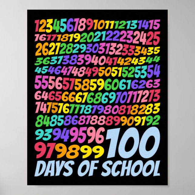 100. Schullehrer Kinder 100 Tage Mathematik Num Poster (Vorne)