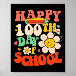 100. Schullehrer Kinder 100 Tage Retro Gr Poster