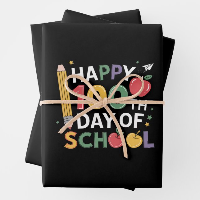 100. SchullehrerInnen glücklich 100 Tage Geschenkpapier Set (Beispiel)