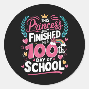 100. Schulprinzessin Kinder Mädchen 100 Tage Runder Aufkleber