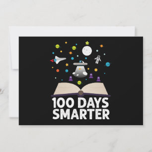 100. Schultag 100 Tage schlauer Bücher Weltraum Einladung