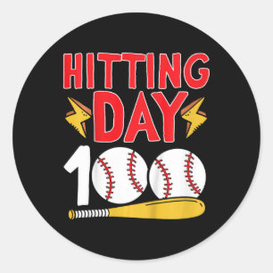100. Schultag Baseball 100 Schultage Runder Aufkleber