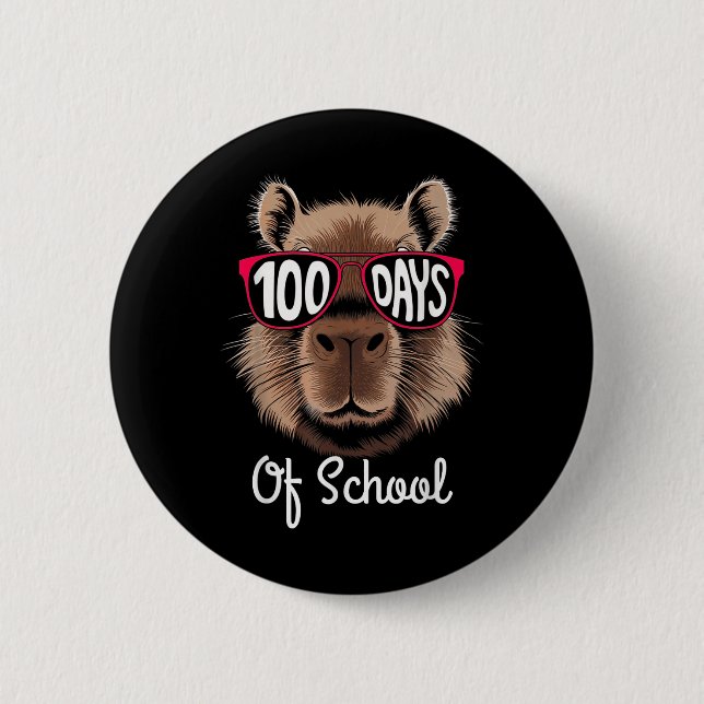 100. Schultag Cool Capybara 100 Tage klüger Button (Vorderseite)