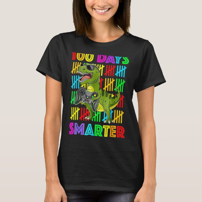 100. Schultag Dinosaurier Roaring in 100 Tagen T-Shirt (Vorderseite)