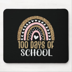 100. Schultag Lehrer 100 Tage Regenbogen Leoparden Mousepad
