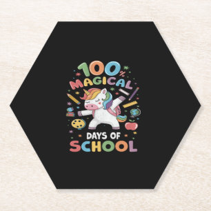 100. Schultag Unicorn 100 Magische Tage Lehre Untersetzer