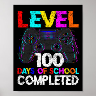 100 Schultage abgeschlossen Gamer Boy Stufe 100 C Poster