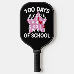 100 Schultage Alphabet 100. Tageslehrer Pickleball Schläger