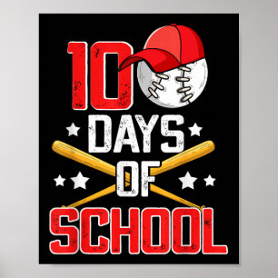 100 Schultage Baseball 100 Schuljunge Poster