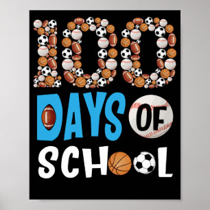 100. Schultage Baseball Basketball-Schule Poster
