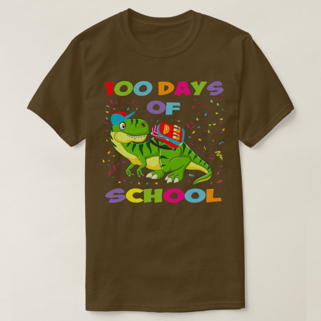 100. Schultage Funny Dinosaur Trex T-Shirt (Design vorne)