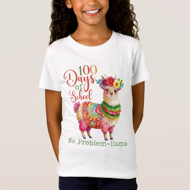 100 Schultage Llama-Shirt T-Shirt (Vorderseite)