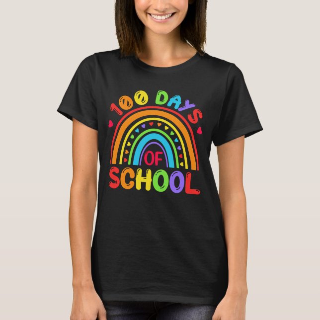 100 Schultage Niedlich Rainbow Student Lehrer T-Shirt (Vorderseite)