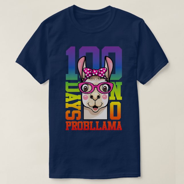 100 Schultage No Probllama Funny Lama T-Shirt (Design vorne)