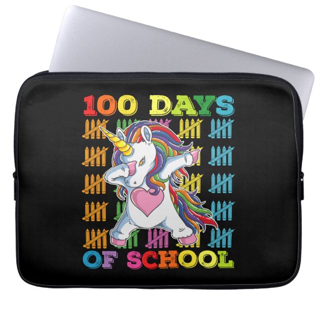 100 Schultage Unicorn-Lehrer Laptopschutzhülle (Vorderseite)