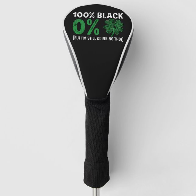 100% Schwarze 0% Kleeblatt Afrikanischer St Patric Golf Headcover (Vorderseite)