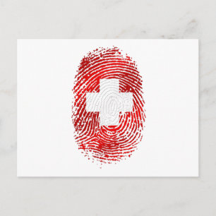 100% Schweizer DNA-Fingerabdruck Schweiz Flaggenge Postkarte