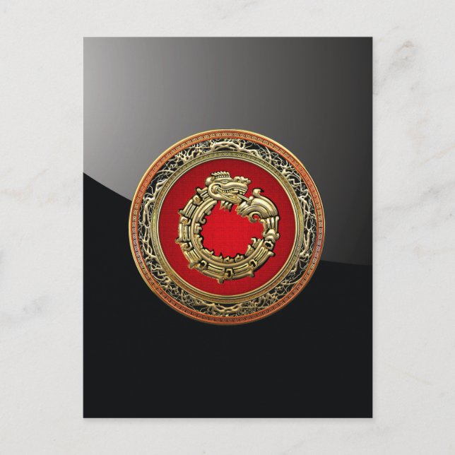 [100] Serpent God Quetzalcoatl [Gold] Postkarte (Vorderseite)