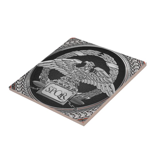 [100] Silberrömischer Kaiseradler über Medallion Fliese (Seite)