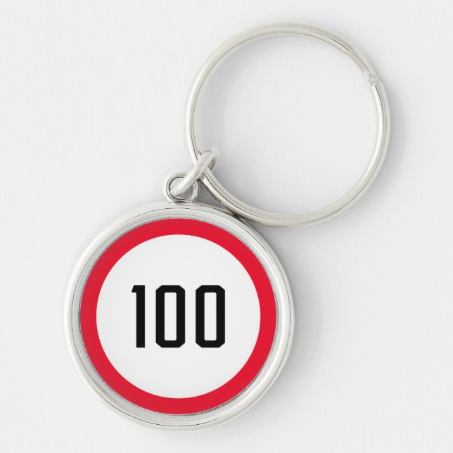 100-Speed-Limit-Rundverkehrszeichen | SCHLÜSSELANH Schlüsselanhänger (Vorne)