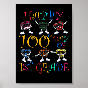 100. Tag 1. Klasse Dabbing Herz Floss Tanz Kind  Poster