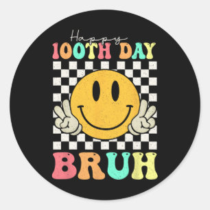 100. Tag Bruh Smile Gesicht 100 Tage der Schuljung Runder Aufkleber