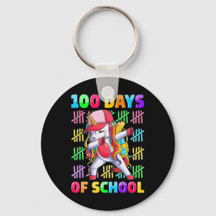 100. Tag der Schule Einhorn für Mädchen Kinder Glü Schlüsselanhänger