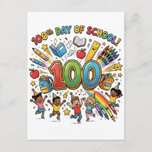 100. Tag der Schule Farbdesign – Postkarte