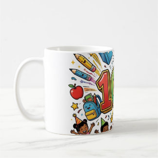 100. Tag der Schule Farbdesign zum Feiern –  Kaffeetasse