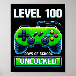 100. Tag der Schule Kinder Video Games Boy Gamer Poster
