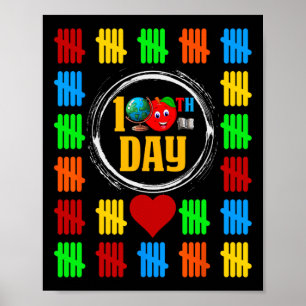 100. Tag der Schule Zählen von Strichen 100 Tage  Poster