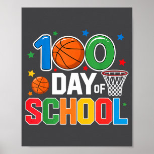 100. Tag der Schultags-Basketball - Kinder 100 Tag Poster