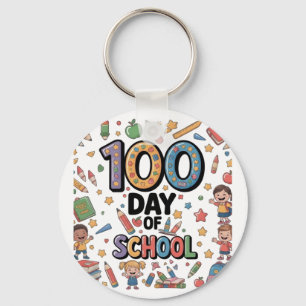100. Tag des Schulspaß-T-Shirts Farbige Kinder & Schlüsselanhänger