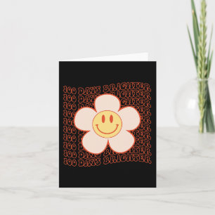 100. Tag Schule Retro Groovy Happy Gesicht 100 Tag Karte