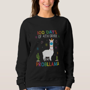 100 Tage 4. Klasse No Probllama Llama Maske Quar Sweatshirt