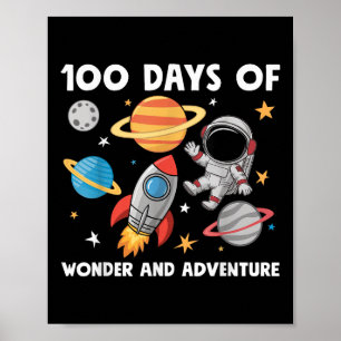 100 Tage Astronautenraumjungs in der Schule Kinder Poster