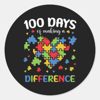 100 Tage Autismus Aufklärung der Schule 100. Tages Runder Aufkleber