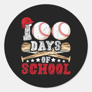 100 Tage Baseball Jungs Kinder Lehrer Runder Aufkleber