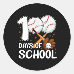 100 Tage Baseballlehrer an der Schule Runder Aufkleber