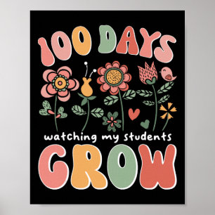 100 Tage Boho-Blumen-Lehrer 100. Tag Poster