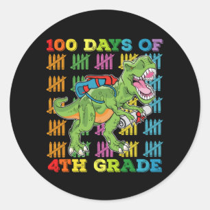 100 Tage der 4. Klasse T Rex Dinosaur Schule Runder Aufkleber